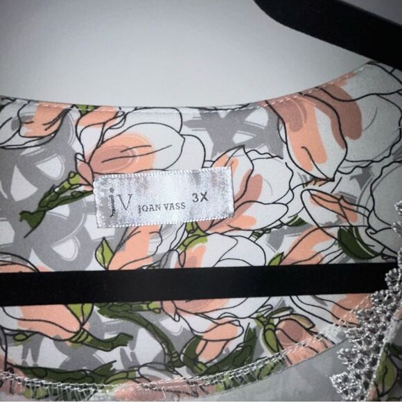 JV Joan Vass Floral Print Pajama Loungewear 2 Pc. Set - Picture 3 of 9